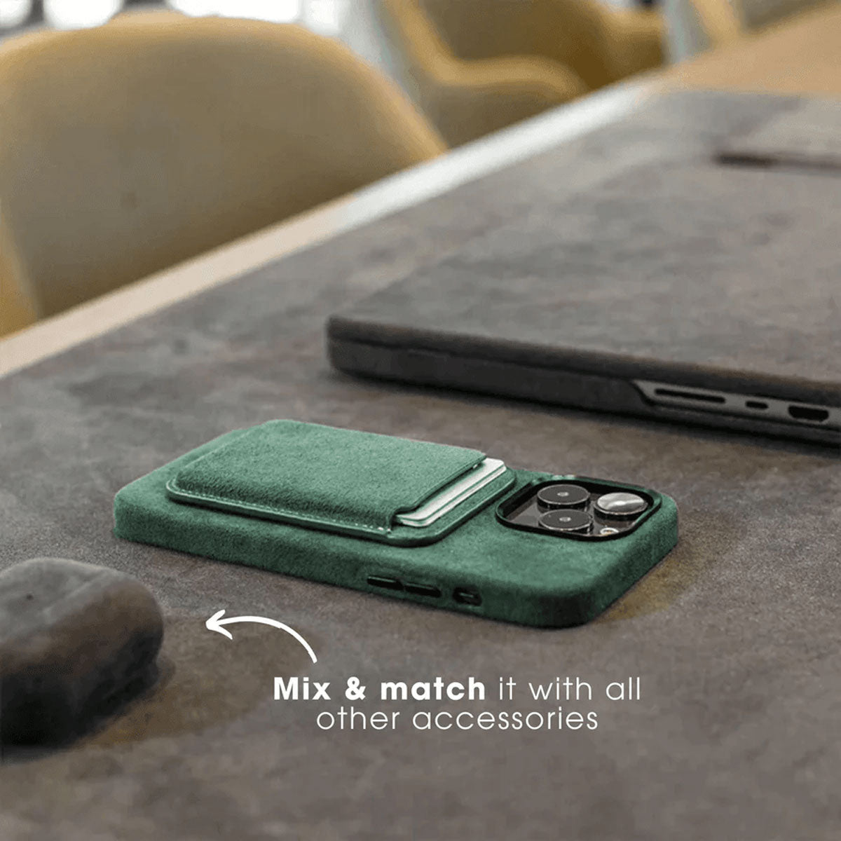 Italian Alcantara iPhone Case - Midnight Green