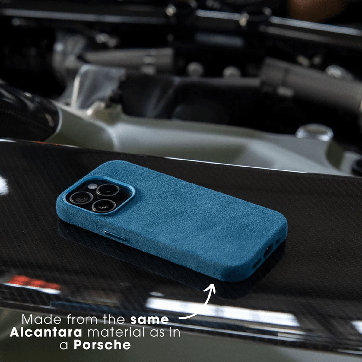 Italian Alcantara iPhone Case - Ocean Blue